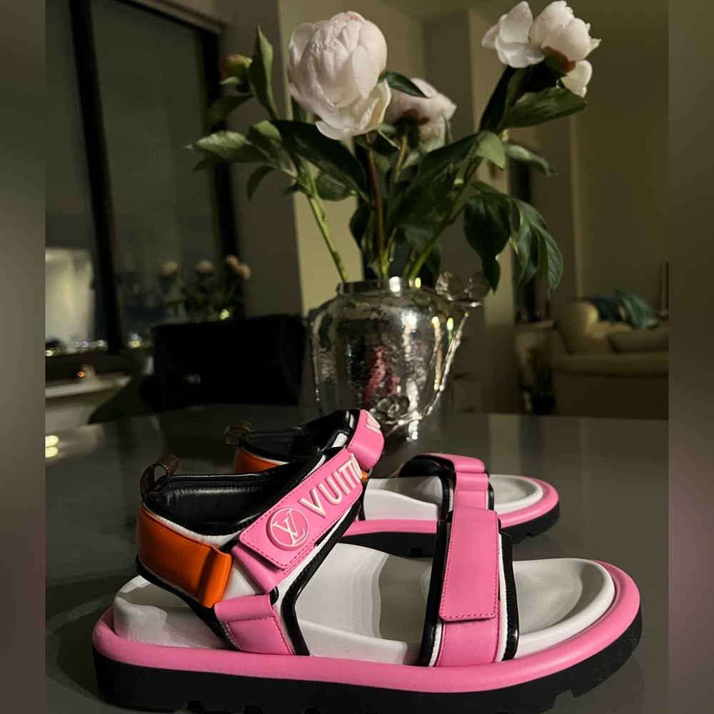 Louis Vuitton Black and Pink Designer Footwear